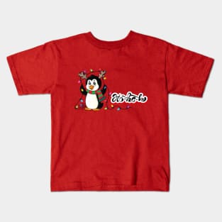 Penguin deer with Christmas lights - HO HO HO Kids T-Shirt